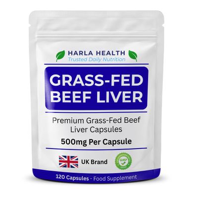 Harla Health Grass Fed Beef Liver Capsules 1000mg per Serving | Freeze Dried Bovine Liver Supplement | High Strength Iron, B12 & Vitamin A | Supports Energy, Immunity & Vitality | 120 Capsules