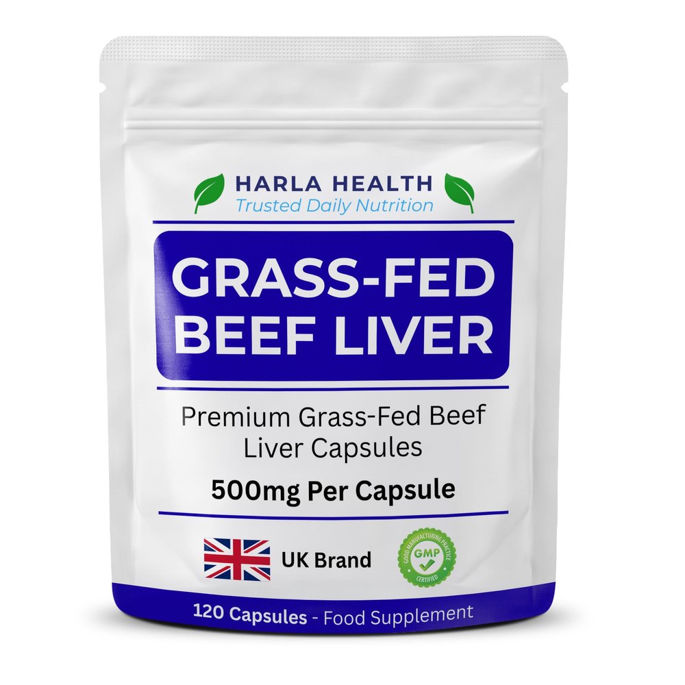 Harla Health Grass Fed Beef Liver Capsules 1000mg per Serving | Freeze Dried Bovine Liver Supplement | High Strength Iron, B12 & Vitamin A | Supports Energy, Immunity & Vitality | 120 Capsules