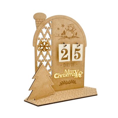 Christmas Wood Advent Calendar Led Lighted Village House SantaClaus Countdown Ornament with Drawers Box Decorations Gift Woodens House Advent Christmas Tree Decoration Home Decor Party Decoration Kits