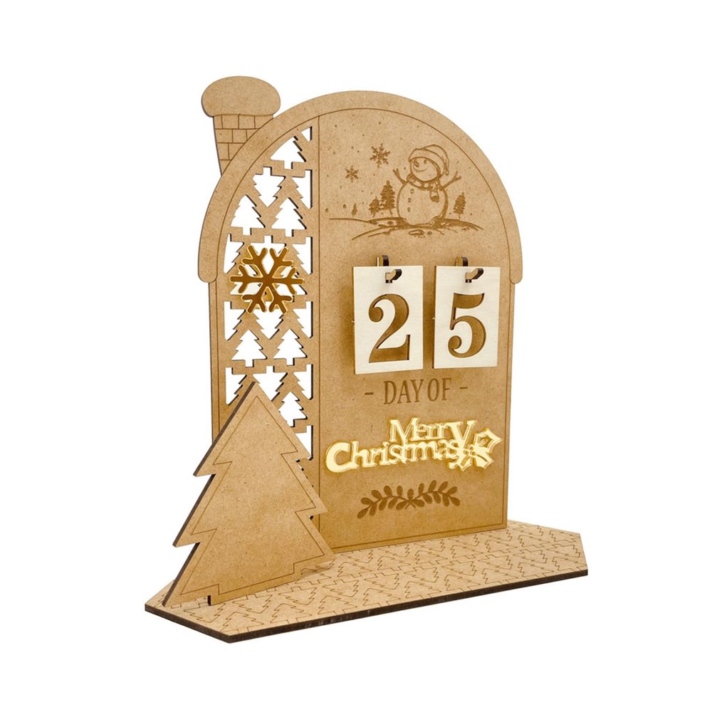 Christmas Wood Advent Calendar Led Lighted Village House SantaClaus Countdown Ornament with Drawers Box Decorations Gift Woodens House Advent Christmas Tree Decoration Home Decor Party Decoration Kits