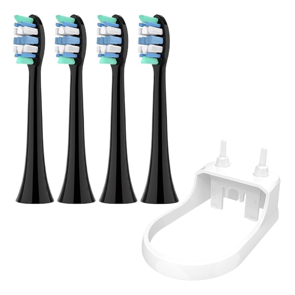 4 Pcs Professional Replacement Brush Heads with Toothbrushes Head Holder, Compatible for PhilipsCompatible for SonicareElectric ToothbrushBrush Heads(Black-1 Set)