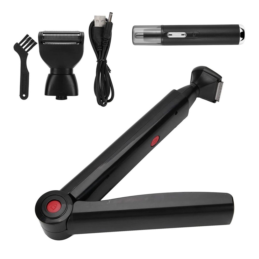 2 in 1 Electric Shaver with Foldable Handle and Back Hair Groomer USB Charging for Men Body Care Men