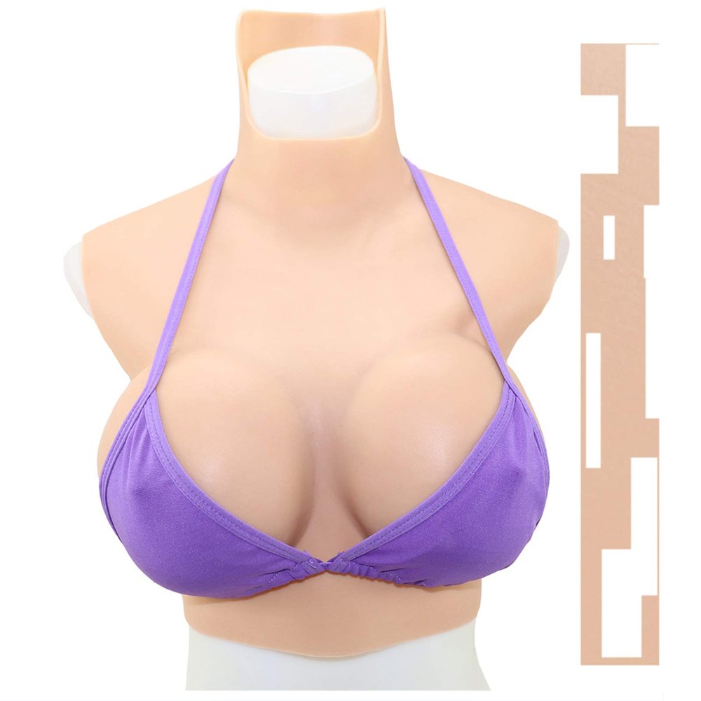 E/F/G/H Cup Silicone Breast Plate, Cotton Filled Realistic Breast Prosthesis for Mastectomy Bra Crossdressers Drag Queen Cosplay