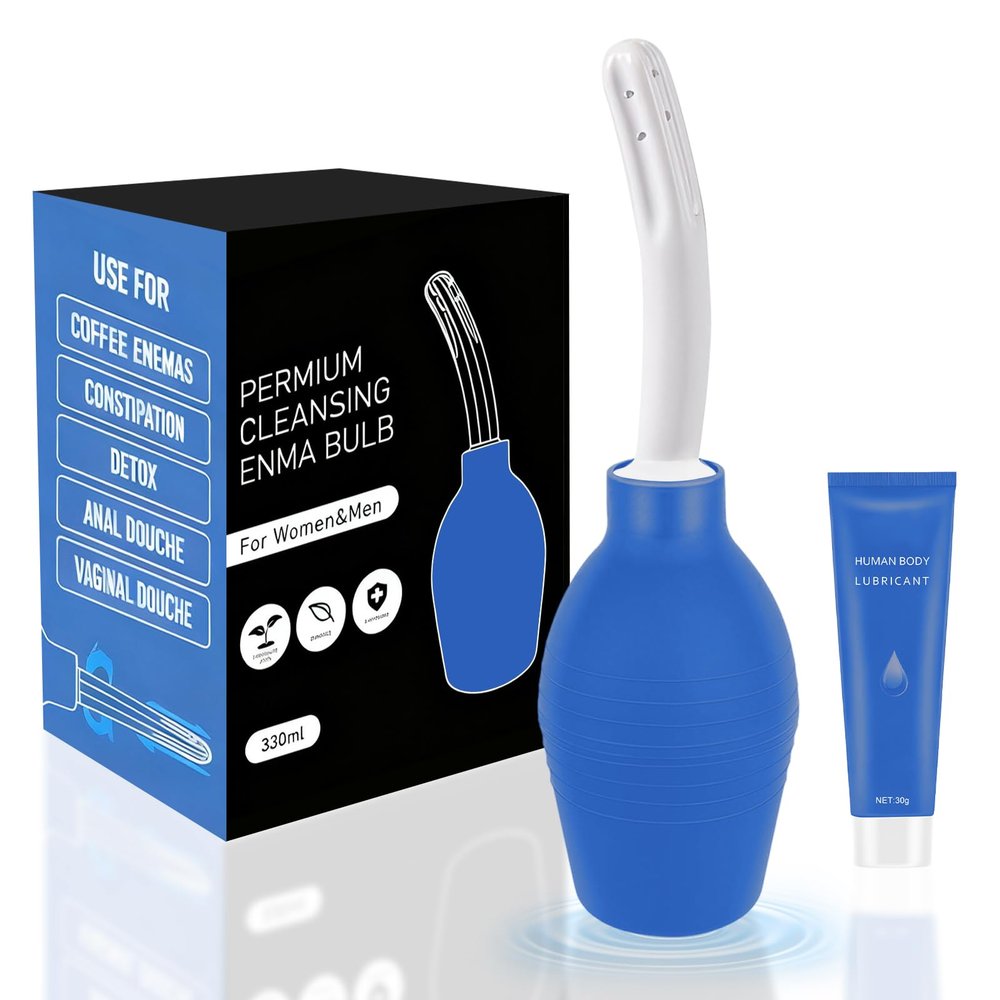224ml Anal Douche Enema Kit - Enema Bulb Douches for Men, Enemas at Home kit Shower Douche for Daily Care & Travel-Blue