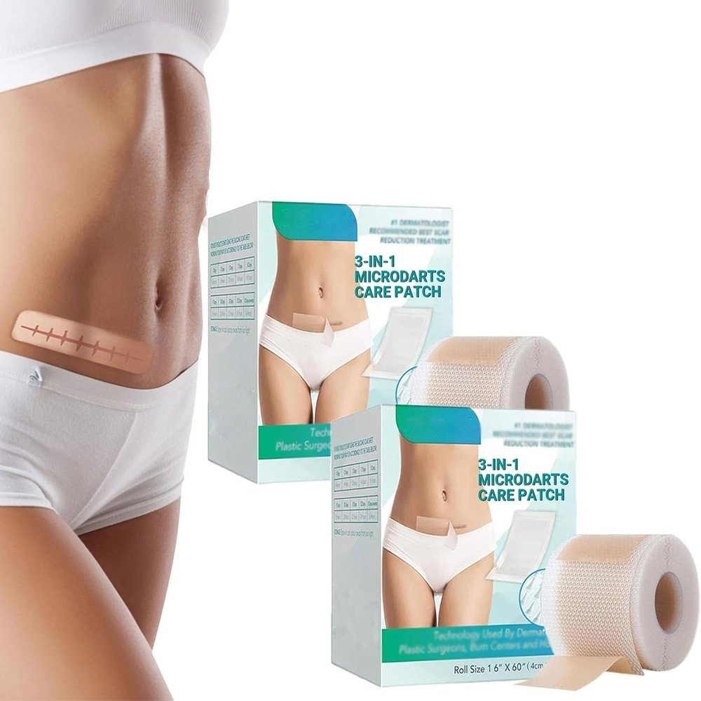 3 in 1 Microdarts Care Patch,Professional Silicone Scar Sheets,Silicone Scar Tape,Silicone Scar Strips for All Skin Types,Waterproof (2 Box)