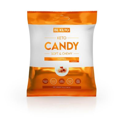 Be Keto Candy Toffee 70g - Low Carb, No Added Sugar - Keto Friendly Sweets - High Fibre, Gluten Free, Delicious Guilt-Free Treat