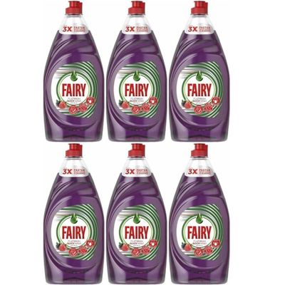 Fairy Platinum Quick Wash Dishwashing Liquid, Wild Berry Scent, Liquid Formula, 820ml, Pack of 6