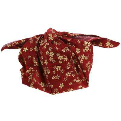 AMUSLESUR Japanese Type Bento Wrapping Cloth 70X70Cm Cotton with Red Cherry Blossom Pattern Multipurpose Wrap for Picnic and Travel