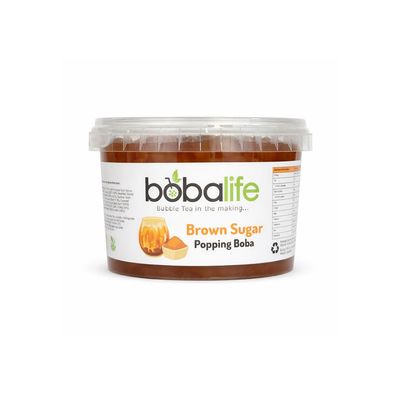 Bobalife Brown Sugar Popping Boba Pearls 600g Bubble Tea Pearls, Boba Topping for Drinks, Desserts & Milk Tea Vegan & Gluten Free