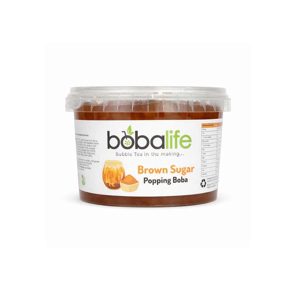 Bobalife Brown Sugar Popping Boba Pearls 600g Bubble Tea Pearls, Boba Topping for Drinks, Desserts & Milk Tea Vegan & Gluten Free