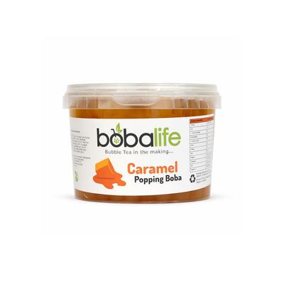 Bobalife Caramel Popping Boba Pearls 600g Bubble Tea Pearls, Boba Topping for Drinks, Desserts & Milk Tea Vegan & Gluten Free