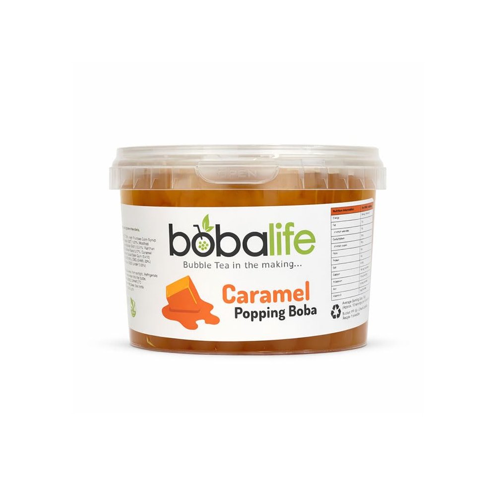 Bobalife Caramel Popping Boba Pearls 600g Bubble Tea Pearls, Boba Topping for Drinks, Desserts & Milk Tea Vegan & Gluten Free