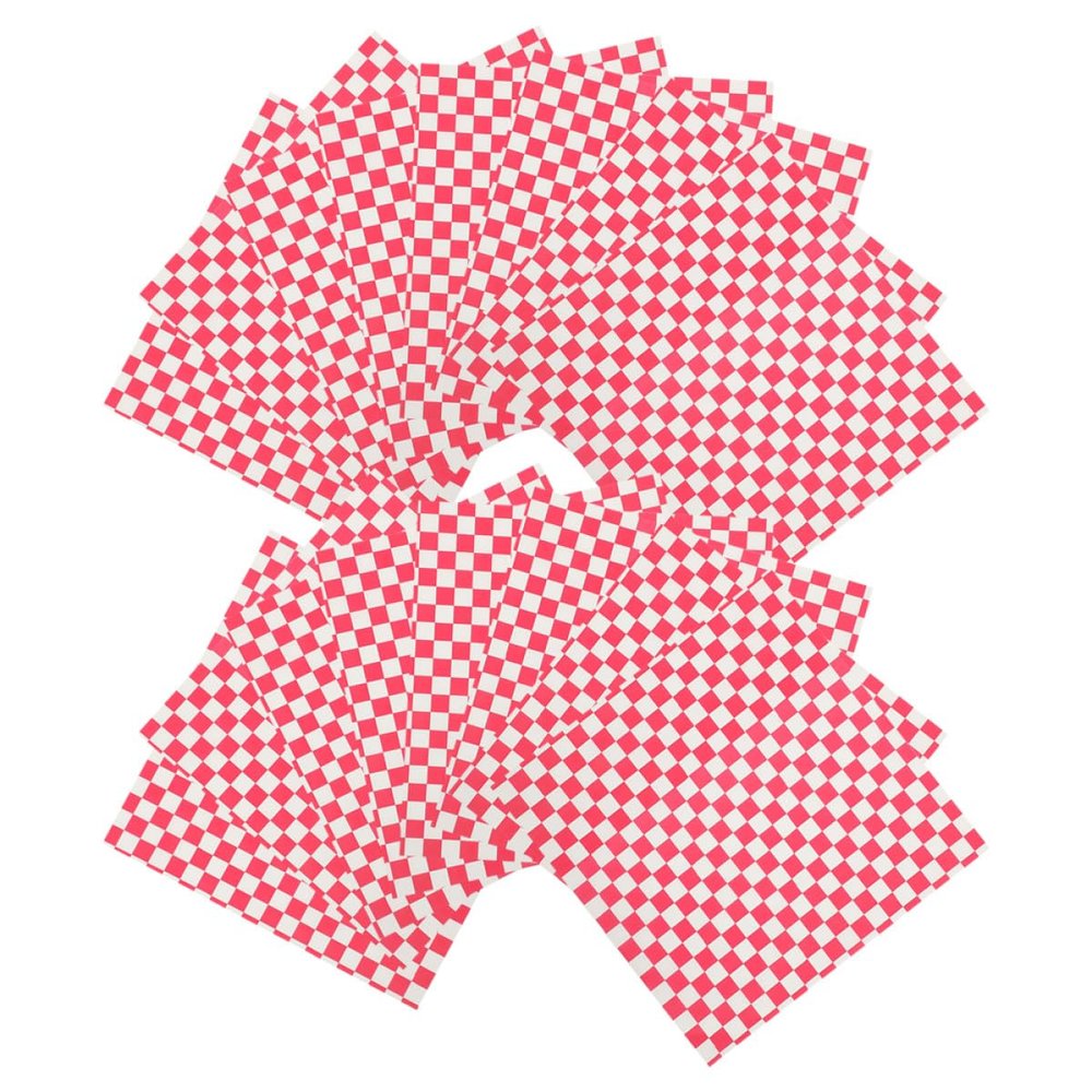 DOITOOL 50 Sheets Pink Checkered Greaseproof Food Wrapping Paper for Sandwiches and Cakes, Compact Food Grade Paper Sheets for Parties and Family Kitchens