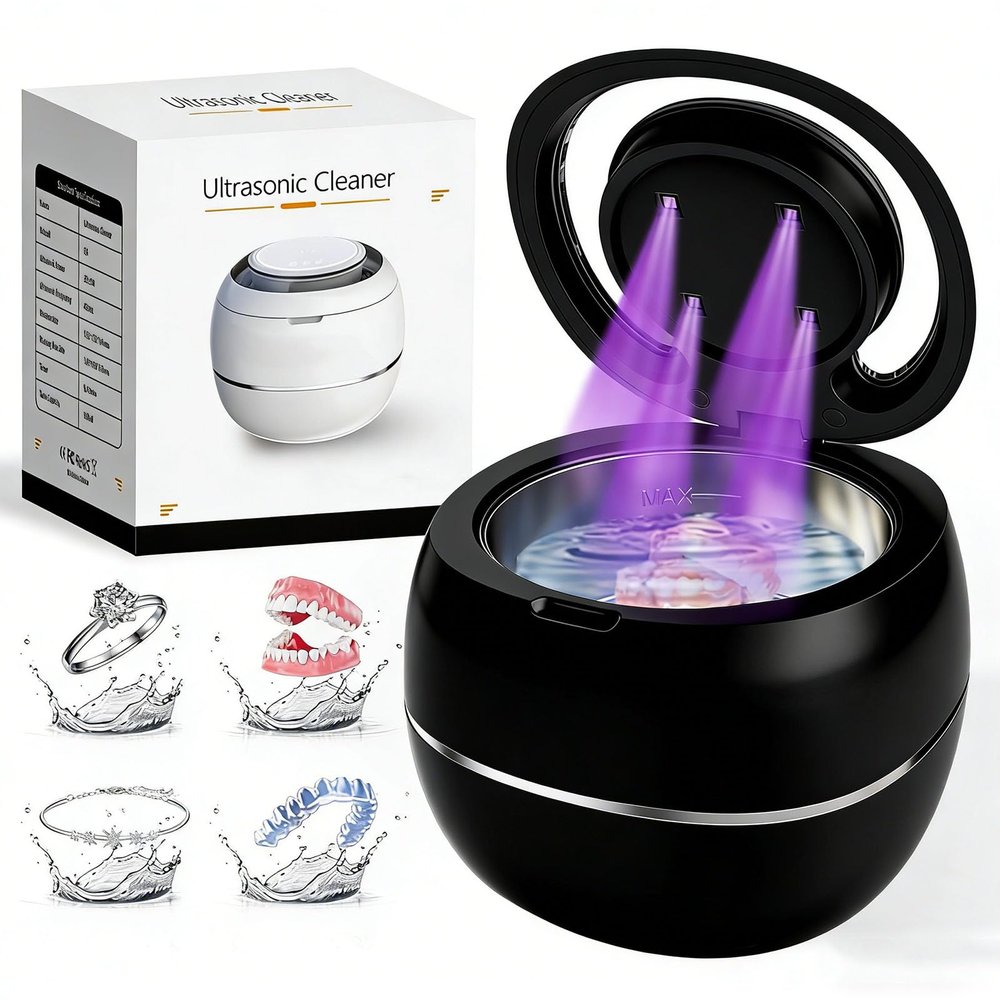 Denturecleanse Ultrasonic & UV Cleaner for Dentures, 42KHz Ultrasonic Retainer Cleaner with Digital Timer & 2 Cleaning Modes, Dental Pod for Dentures, Aligner, Mouthguard (#B)