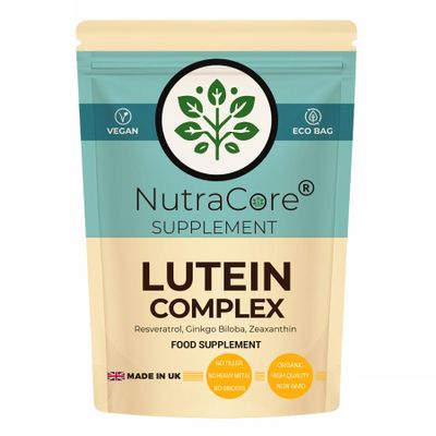 Lutein Complex Capsules 700mg Lutein, Zeaxanthin, Meso-Zeaxanthin, Ginkgo Biloba & Resveratrol Eye Health & Vision Support Vegan, Non-GMO, No Fillers Made in UK NutraCore (90 Caps)