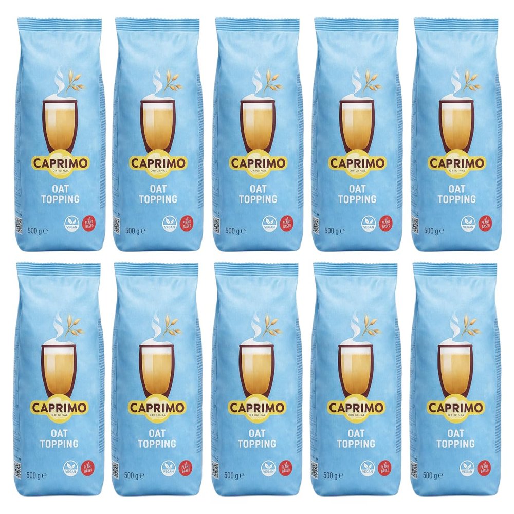 Caprimo Oat Drink Powder, 100% Plant Based Creamy Oat Milk Powder for Coffee, Tea & Hot Drinks (Pack of 10, Total 5000 Grams) - Oat Topping, Gluten Free, Lactose Free, Dairy & Soy Free, Vegans