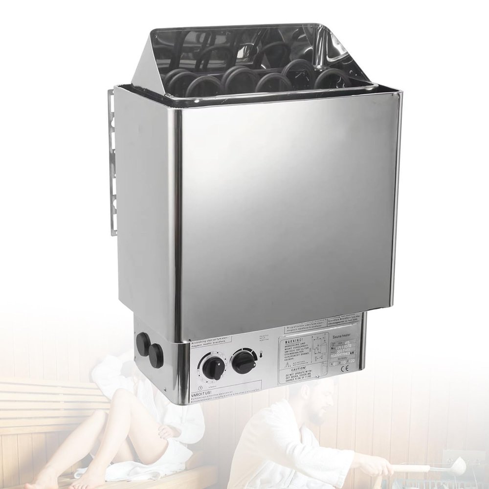 Electric Sauna Heater, Stainless Steel, Built-in Controls, 3h Timer, Adjustable Temperature, Dry Steam Sauna Heater, 220V