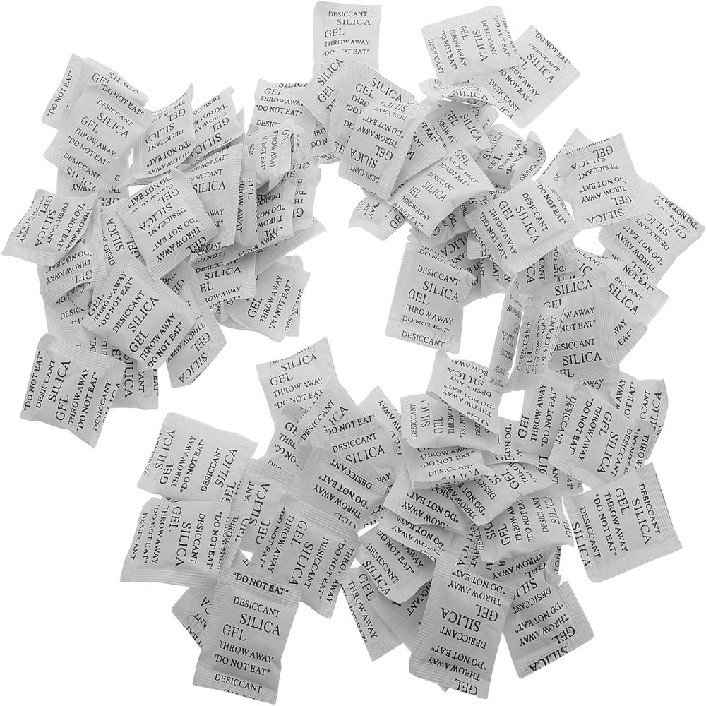 Food Safe Silica Gel Packets 100pcs 2g Moisture Absorbing Bags for Cabinet, Pet Food, Electronics