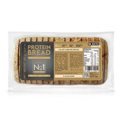 BeKeto High-Protein Keto Toast Bread 365g - 30g Protein Per 100g - Only 2.1g Net Carbs Per Slice - Keto Friendly, Low Carb, High Fibre - Pre-Sliced Loaf