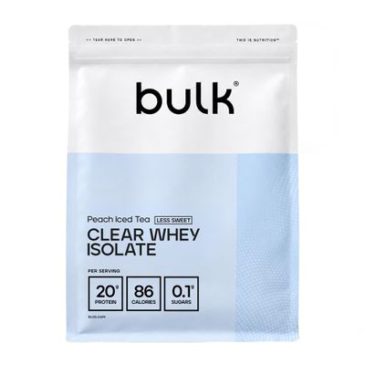 Bulk Clear Whey Isolate Less Sweet | Peach Iced Tea | 20g Protein per Serving | Low Sugar | Refreshing Fruity Flavours | 86 Calories | Fast Absorbing | Hydrating Protein Drink | 2kg