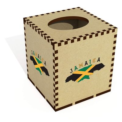 Azeeda Square 'Map Of Jamaica' Wooden Tissue Box Cover (TB00075032)