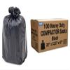 100 Heavy Duty Compactor Sacks Black 150L Extra Large Refuse Bin Bags 22 x 33.5 x 47 (560x850x1190mm) 240 Gauge / 60 Micron Industrial Strength Rubbish Bags for Commercial & Home Use view 1