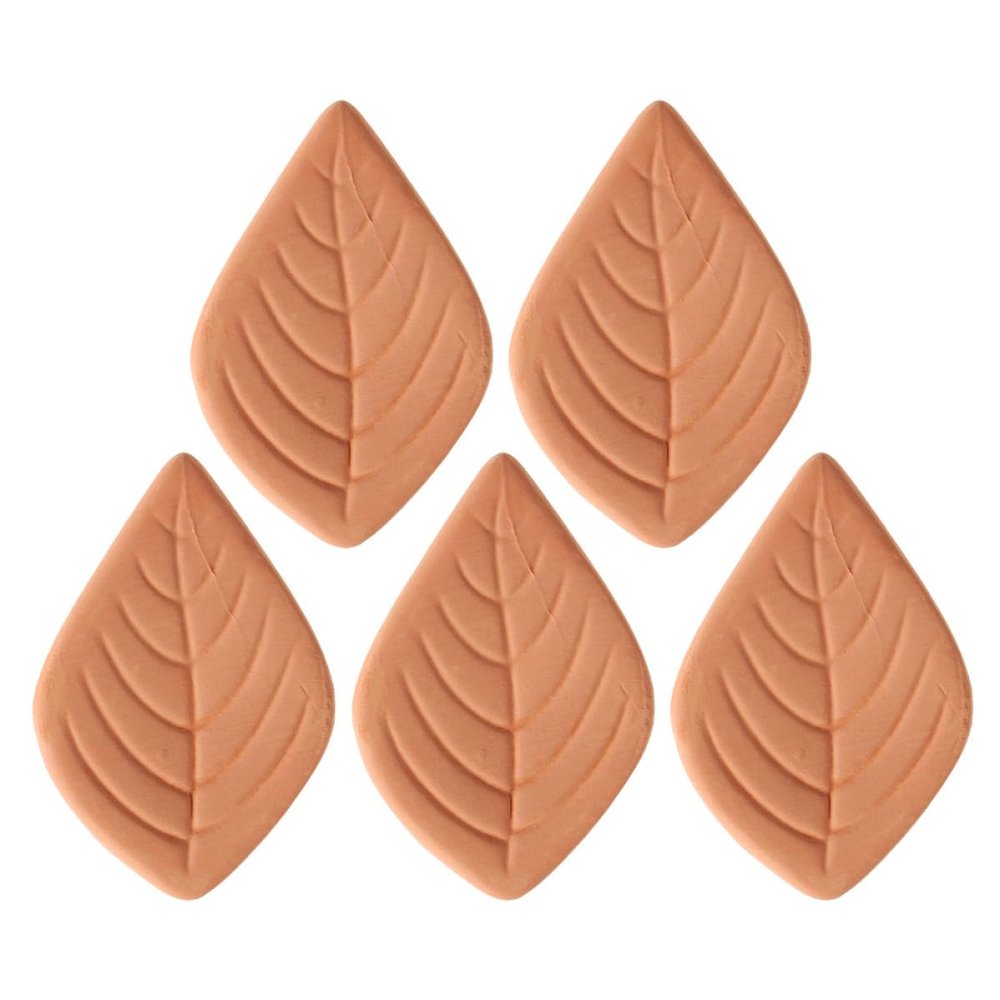 KICHOUSE 5pcs Terracotta Brown Sugar Canister Discs with Leaf Design, Reusable Moisture Absorbers That Keep Brown Sugar Fresh and Soft for Kitchen Use