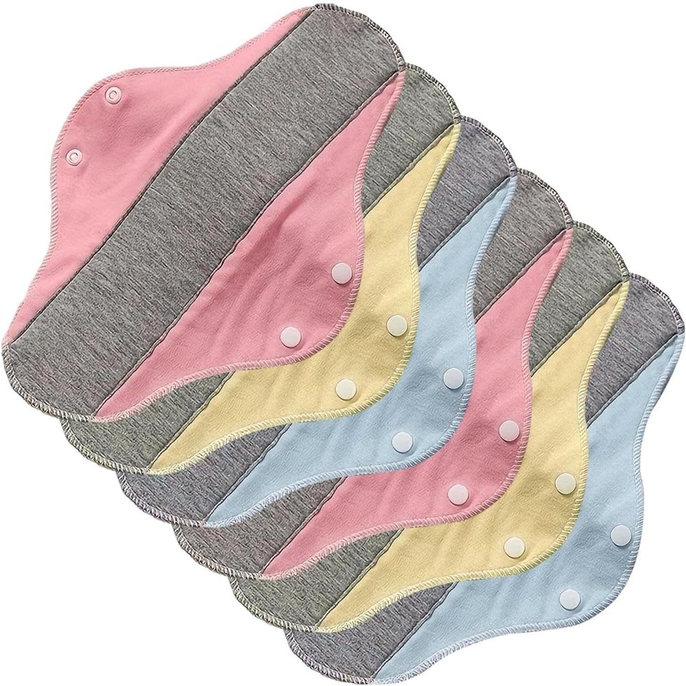 6Pcs Reusable Graphene Incontinence Pads, Soft & Gentle Comfort Washable Sanitary Pad, Leak-Proof & Waterproof Washable Incontinence Pads for Elderly Women