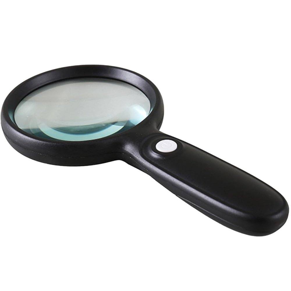 MUCKLILY Large Magnifying Glass for Seniors Reading and Repair Handheld with Light 3x 90mm LED Illuminated Magnifier Efficient with Non-slip Grip, for Bedtime Reading at Home