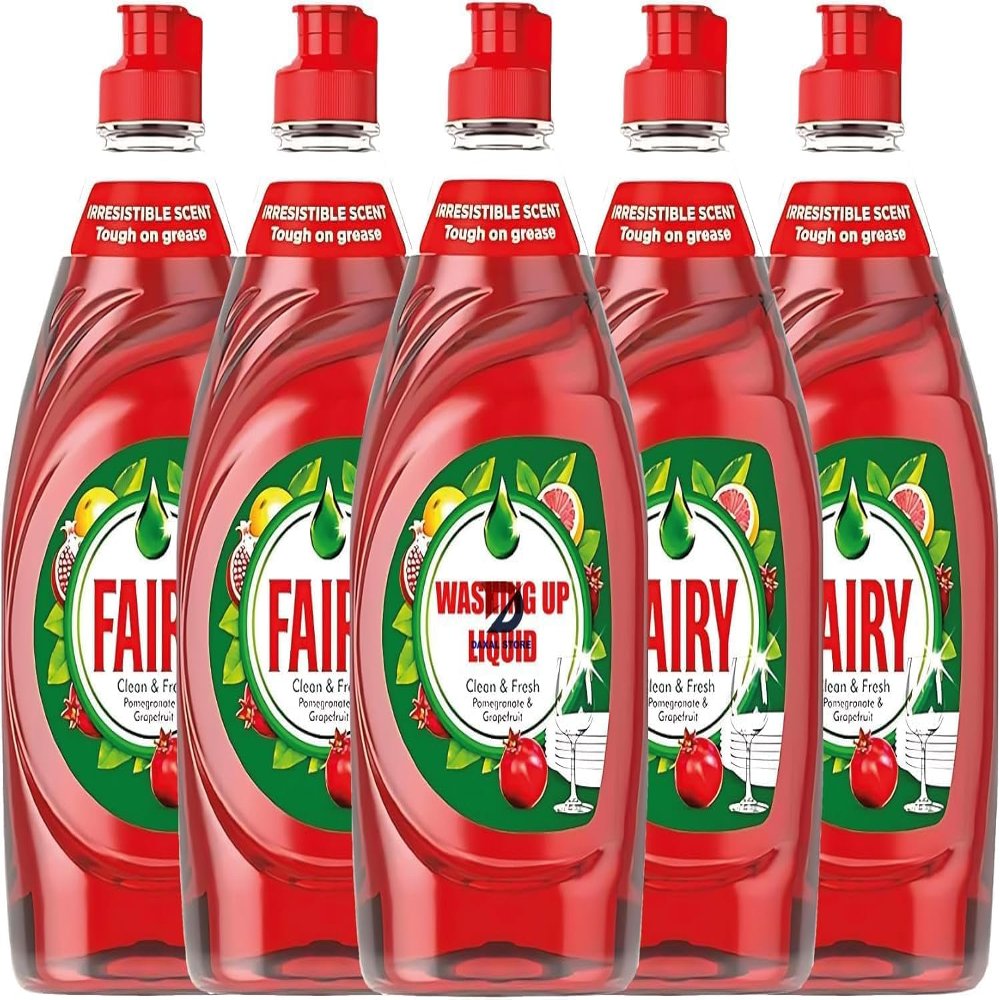 Fairy Clean & Fresh Washing up Liquid - Pomegranate & Grapefruit 320ml (Pack of 5) | Dishes Grease Cleaner