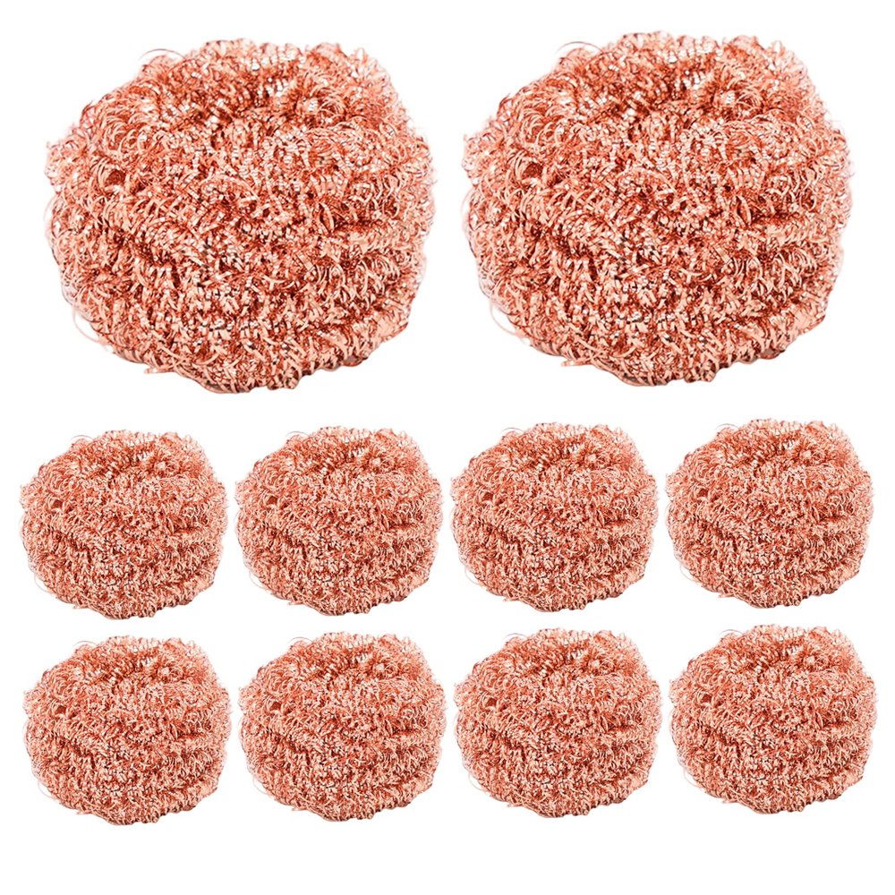 10 Pack Copper Scrubber, Heavy Duty Non Scratch Reusable Cleaning Sponge for Stainless Steel Cast Iron Grill Cleaning