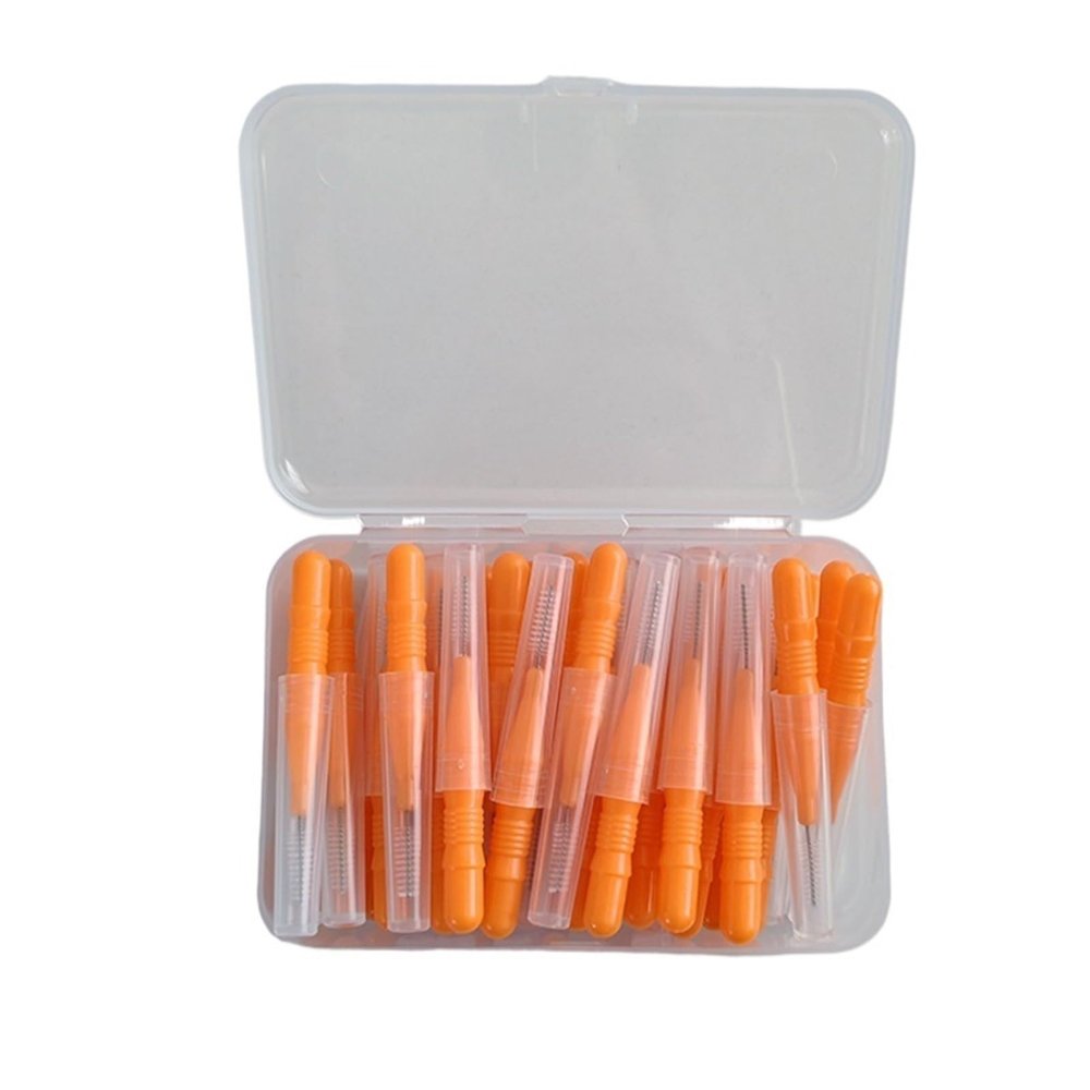 40PCS Interdental Brush Tooth Dental Toothpick Floss Braces Oral Care Cleaning Tool Suitable for Narrow Gaps Between Teeth(Orange(1.2mm-1.4mm))