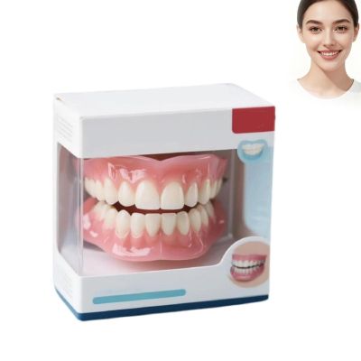 Multifunctional Silicone Full Denture Set with Padding, Soft and Flexible Material, Fits Upper and Lower Jaws, Reduces Pressure on The Gums, Comfortable and Practical (1pcs)