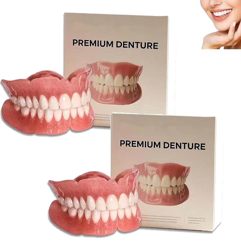 Soft and Secure Mouldable Denture Set for Upper and Lower Jaws Silicone Lining, Adjustable Fit, Non-irritating, Comfortable for Long-Term Use, Easy to Clean (2pcs)
