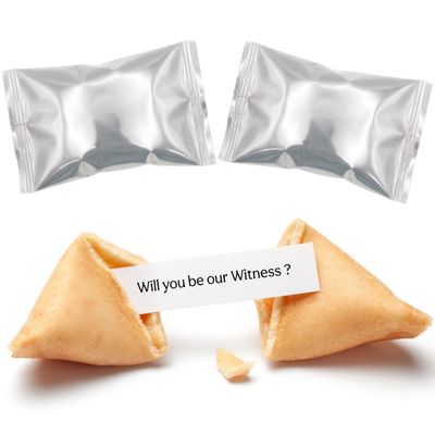 2 Pack Will You Be Our Witness Fortune Cookies | Unique Witness Gifts For Weddings | Sentimental Proposal Treat | Vegan, UK Baked | Colour Coded Wrapper | Wedding Party Favour Accessories