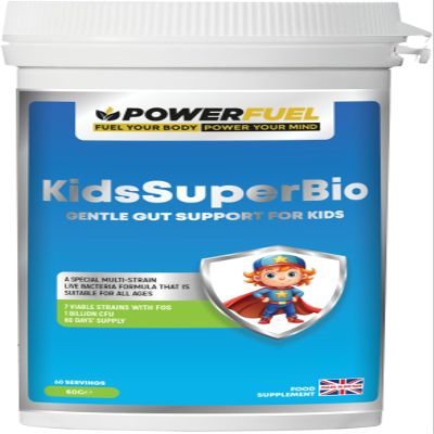 KidsSuperBio Children's Probiotic Powder | 1 Billion CFU Live Bacteria | 7 Strains with FOS Prebiotic | Gentle Gut Support for All Ages | No Refrigeration Needed | Vegan | 60g 60 Servings