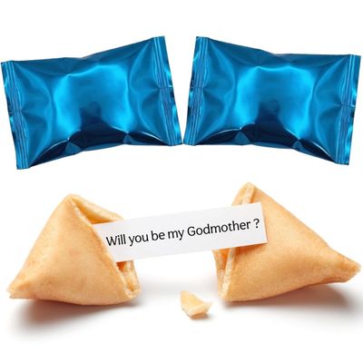 2 Pack Will You Be My Godmother Fortune Cookies | Godmother Proposal Gifts | Baby Announcement Ideas | Pregnancy Reveal Treat | Vegan, UK Baked | Colour Coded Wrapper