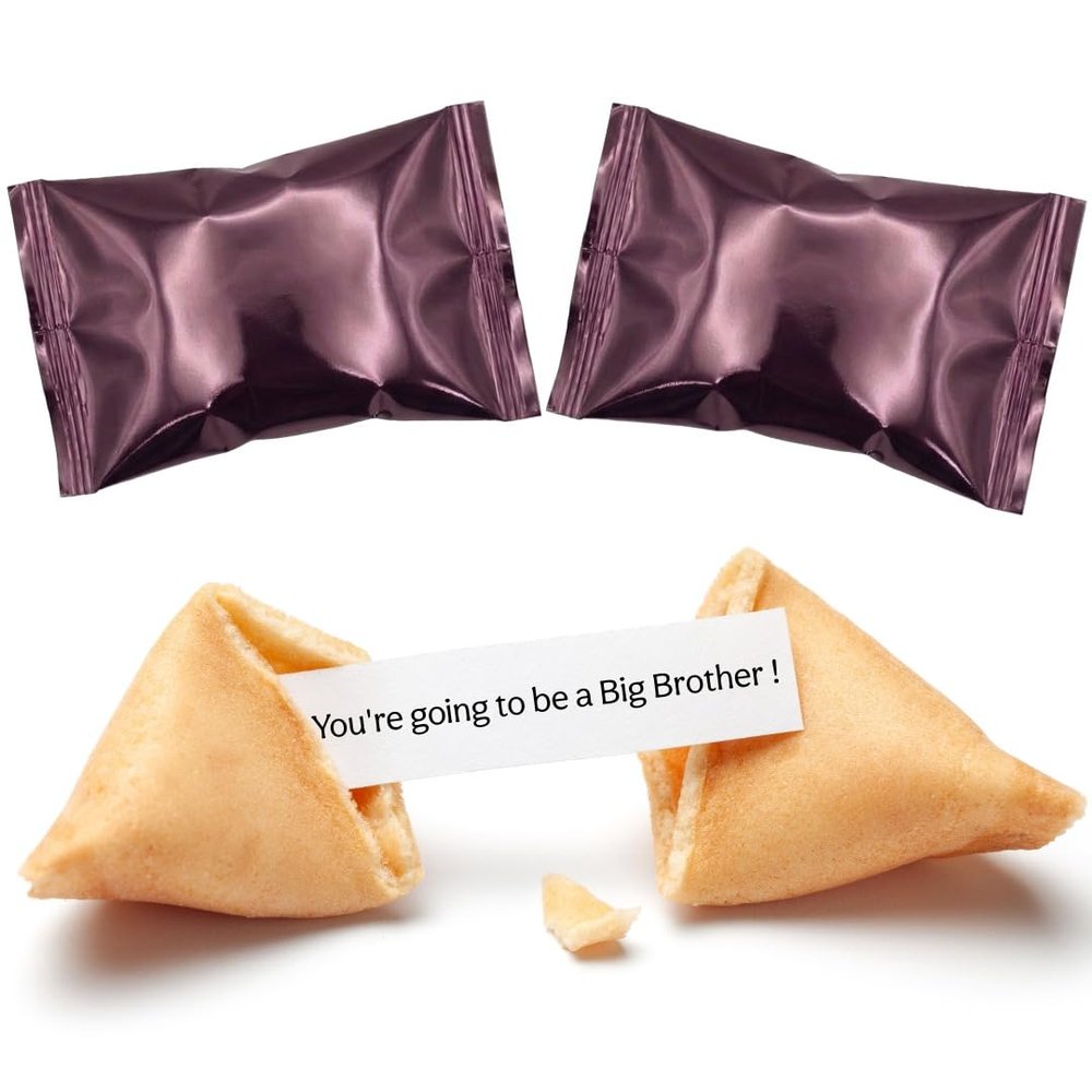 2 Pack Promoted To Big Brother Fortune Cookies | Fun Pregnancy Announcement Ideas For Kids | Baby Reveal & Big Brother Gifts | Vegan, UK Baked | Colour Coded Wrapper