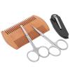 Jopwkuin Beard Shaper Comb Kit Foldable Comb Mustache Scissors Stainless Steel Trimming Tool for Grooming view 2