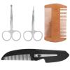 Jopwkuin Beard Shaper Comb Kit Foldable Comb Mustache Scissors Stainless Steel Trimming Tool for Grooming view 4