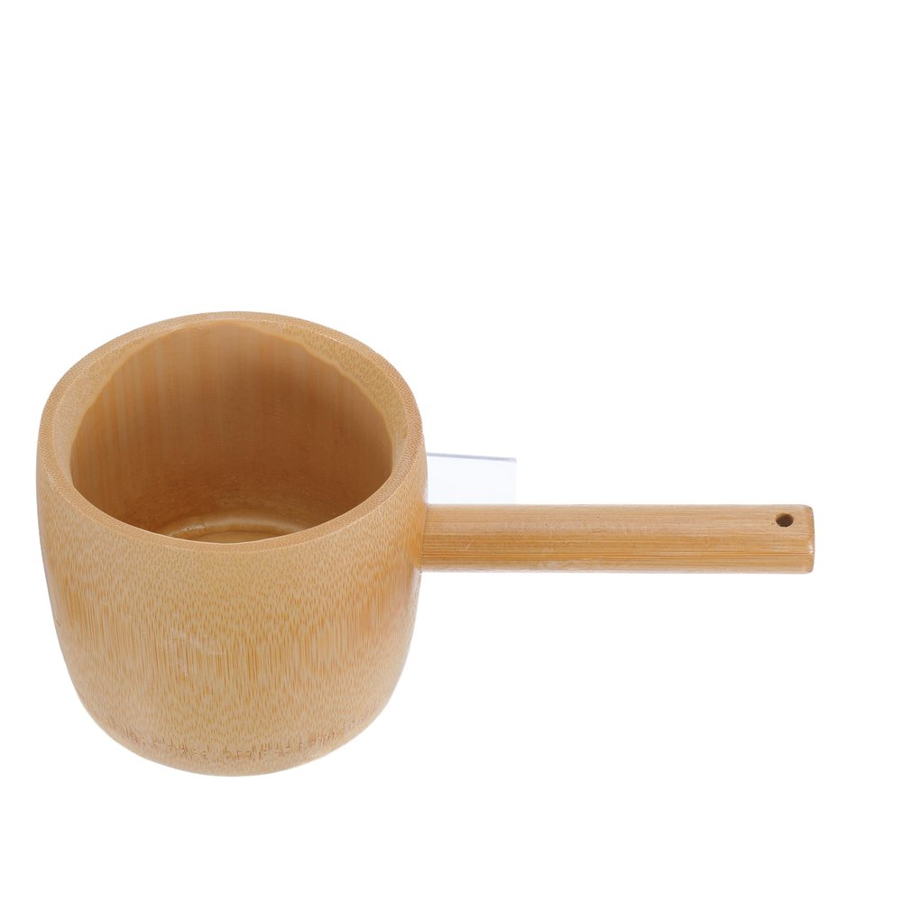 CHICAMPERA Bamboo Water Ladle Long Handle Garden Watering Wooden Kitchen Scoop Bath Ladle for Outdoor Pet Food Serving