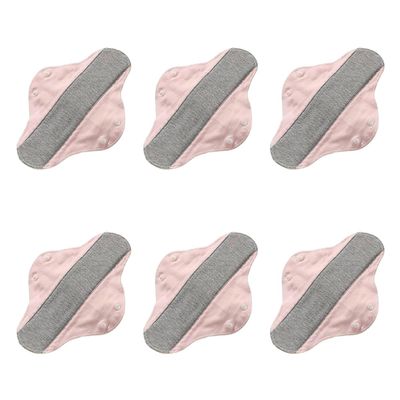 6pcs Reusable Sanitary Towels Pads for Elderly, Washable Cotton Panty Liners, Leak-Proof Adult Period Pads for Elderly Care, Postpartum Recovery, Daily, Home,Travel (Pink)