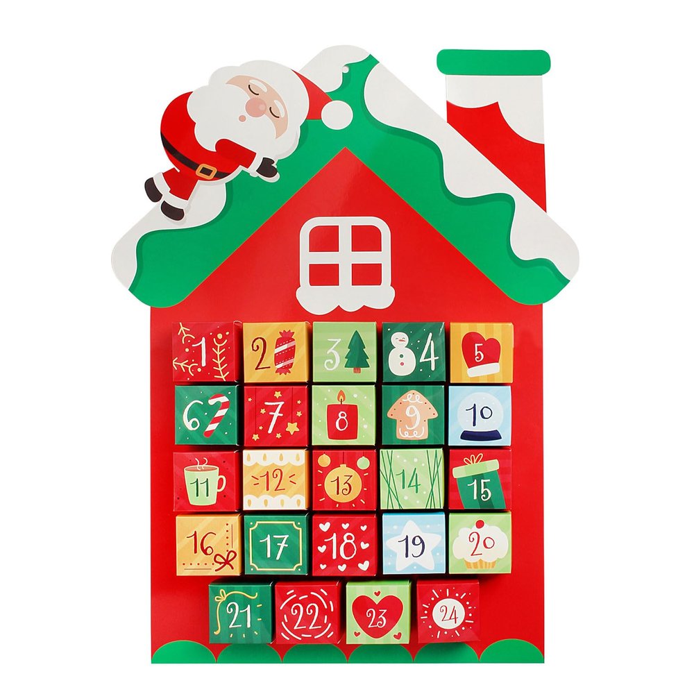 Christmas Snowman House Ornament 24 Day Countdowns Calendars Recyclable Paper Wall Hanging Decors for Family Tradition Christmas Daily Surprise Calendars Decors