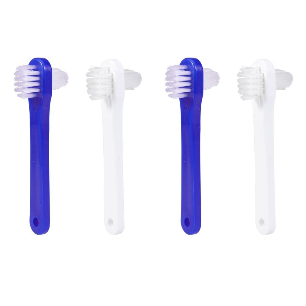 CATIEBYE 4pcs Dual Denture Brush for Dentures and Retainers, and Nylon Material, Removes Stains with Large Multi-Tufted and Smaller Angle-Trimmed Brush, Easy