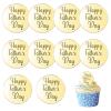 10 Pcs Happy Father'S Day Cupcake Toppers, Father'S Day Decorations, Dad Gold Acrylic Cupcake Toppers for DadBirthdays And Celebrations Baking Dessert Decorations 5cm/2inch view 1