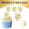 10 Pcs Happy Father'S Day Cupcake Toppers, Father'S Day Decorations, Dad Gold Acrylic Cupcake Toppers for DadBirthdays And Celebrations Baking Dessert Decorations 5cm/2inch view 3