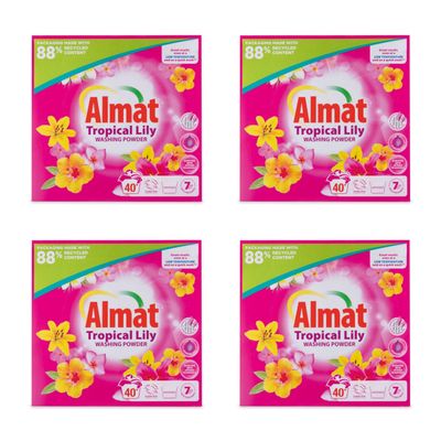Bizzal Almat Tropical Lily Washing Powder, Concentrated, Cruelty Free, 40 Washes, Pack of 4