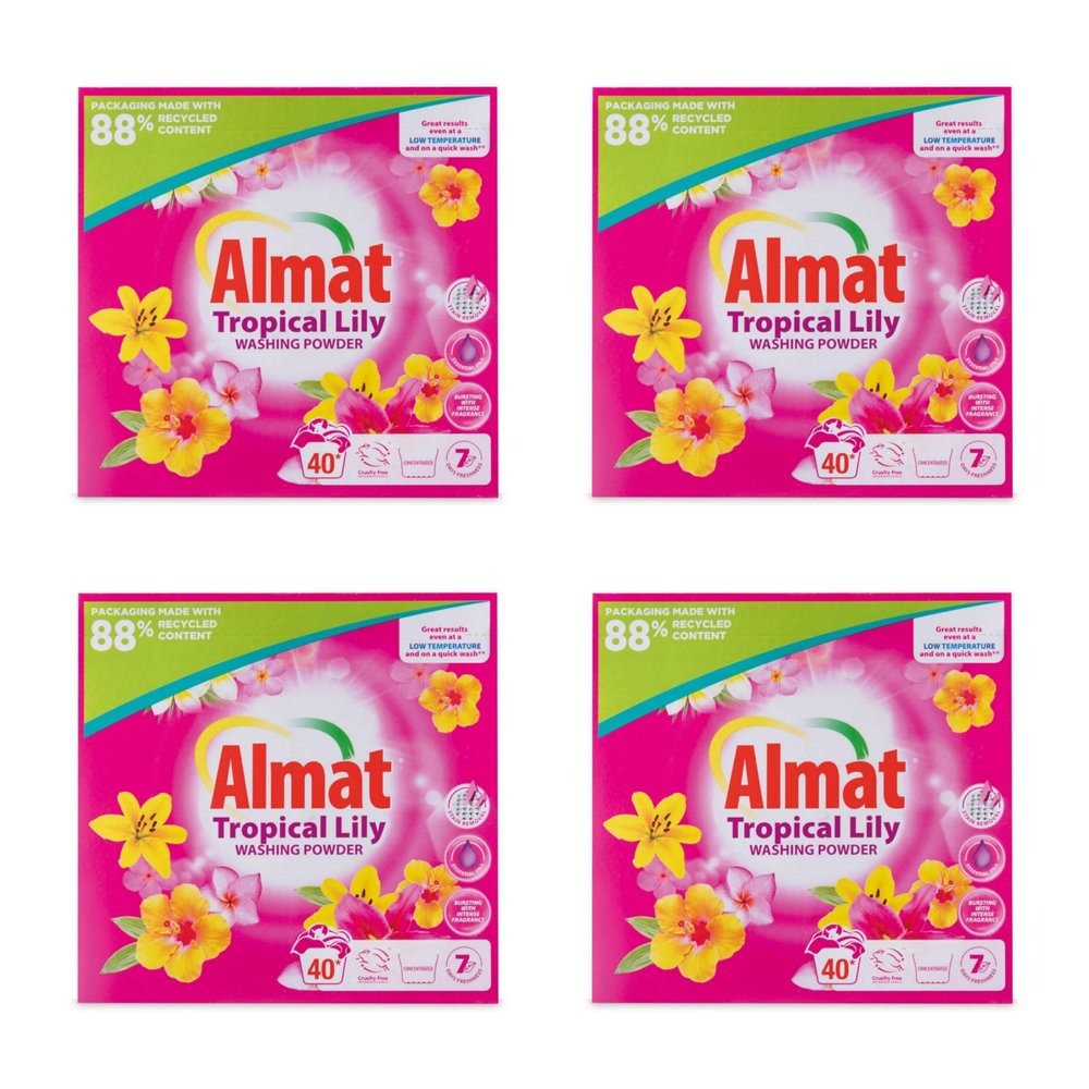 Bizzal Almat Tropical Lily Washing Powder, Concentrated, Cruelty Free, 40 Washes, Pack of 4