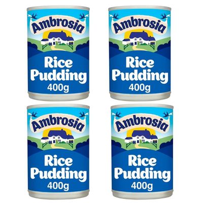 Rice Pudding Pack, 400g (Pack of 4) Cups premium product,Suitable for vegetarians,Enjoy hot or cold as a dessert,Creamy rice pudding made with West Country Milk