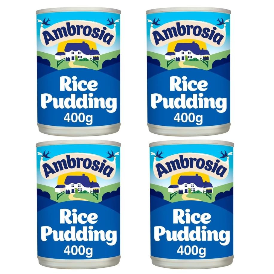 Rice Pudding Pack, 400g (Pack of 4) Cups premium product,Suitable for vegetarians,Enjoy hot or cold as a dessert,Creamy rice pudding made with West Country Milk